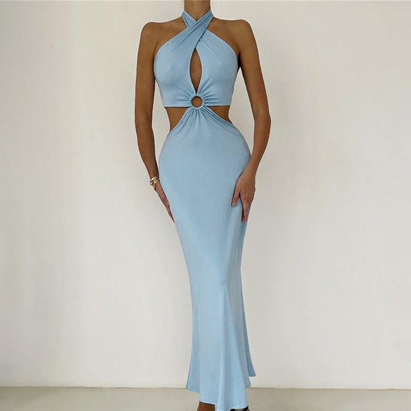 Sexy Langkleid für Damen mit Neckholder und Rückenausschnitt